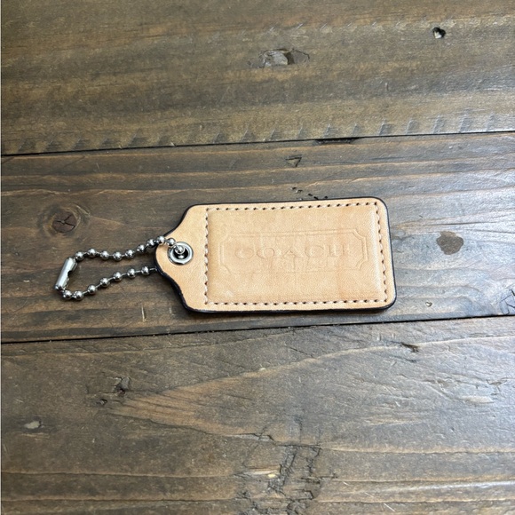 Coach Handbags - Coach Tan Leather Hang Tag with Silver Ball Chain